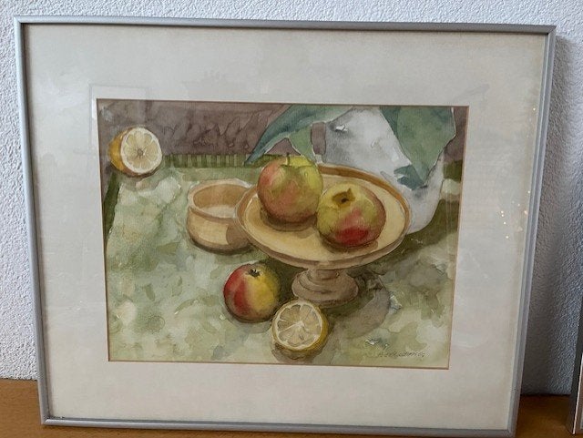 Aquarel fruit stilleven - Helen Roozeman, Overige stijlen, Stilleven, Ophalen of Verzenden, Aquarel