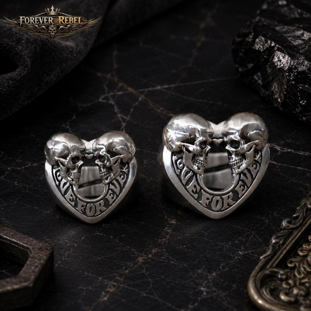 The Lovers’ Skull - 925 Zilver - Alle maten, Foreverrebelmail@pm.me, Verzenden, Dame of Heer, Zilver