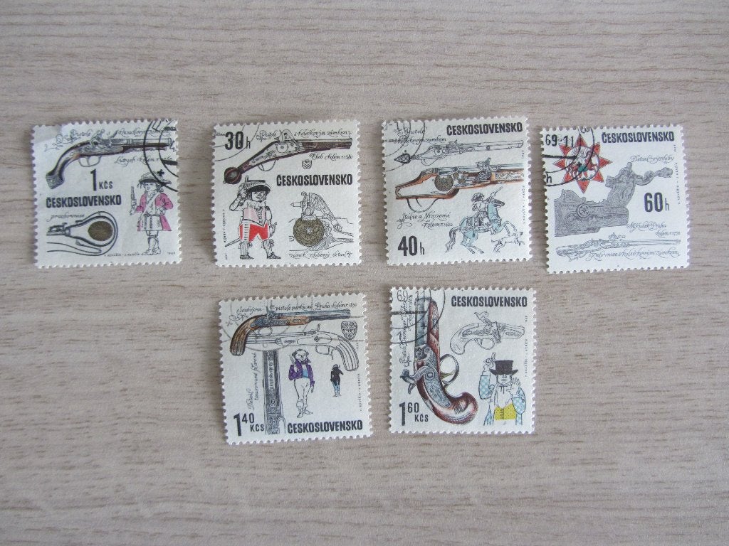 Ceskoslovensko 1969 Historical Handguns Postzegels, Ophalen of Verzenden, Gestempeld, Overige thema's