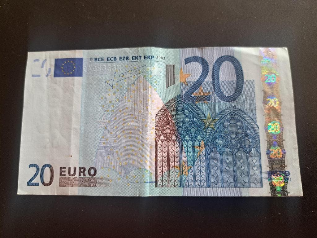 2002 Portugal 20 euro oude serie Trichet printcode U018, Postzegels en Munten, Verzenden, Portugal, 20 euro, Los biljet