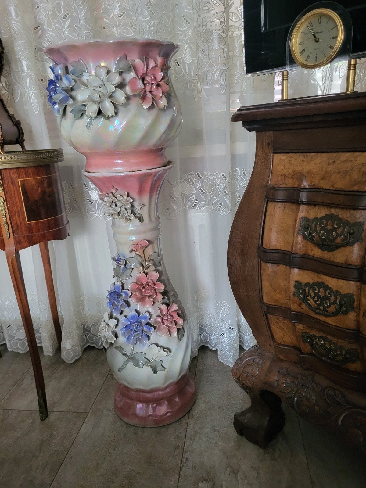 Decoratieve Zuilen met Bloempotten - Keramiek, Ophalen of Verzenden, Gebruikt