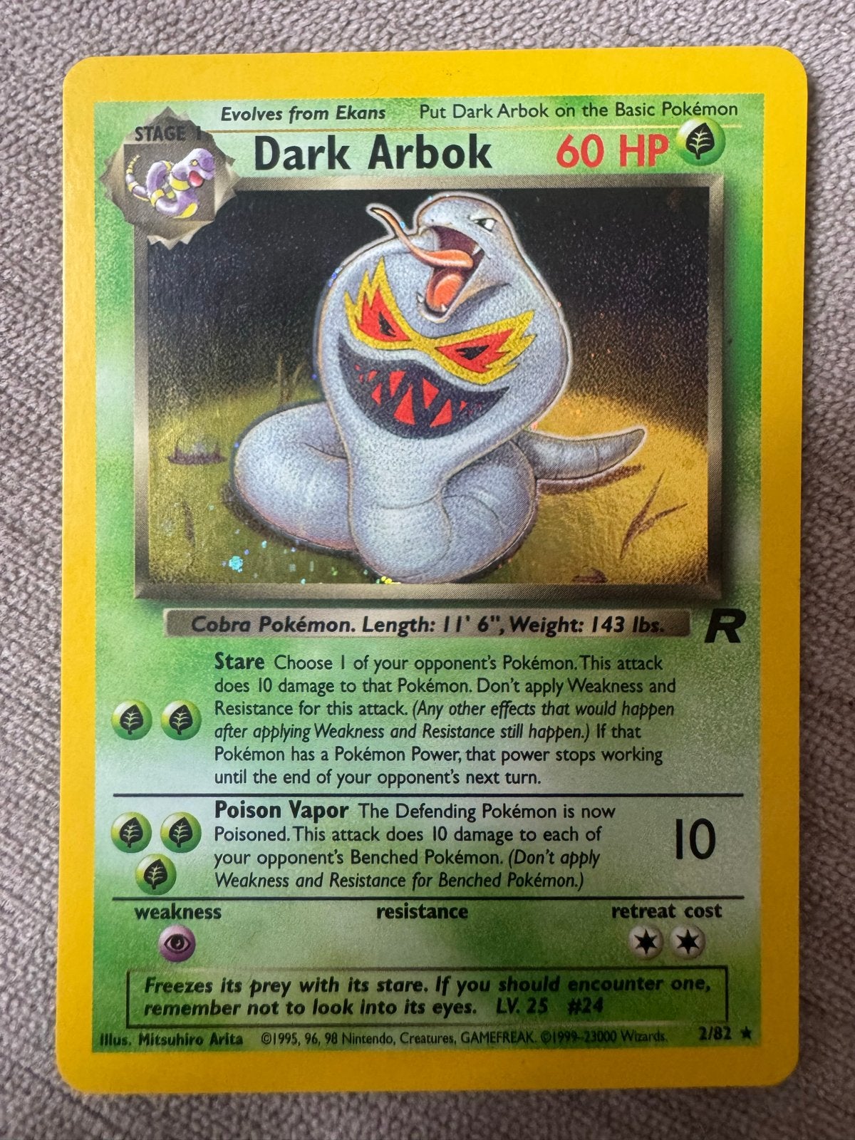 Dark Arbok Pokémon Kaart - Wizards 2/82, Ophalen of Verzenden, Losse kaart