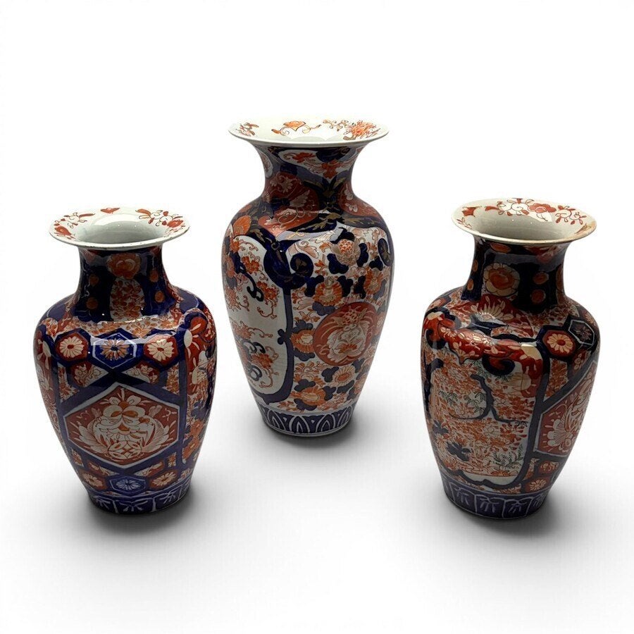 Drie 19e eeuwse Japans imari vazen, Ophalen of Verzenden