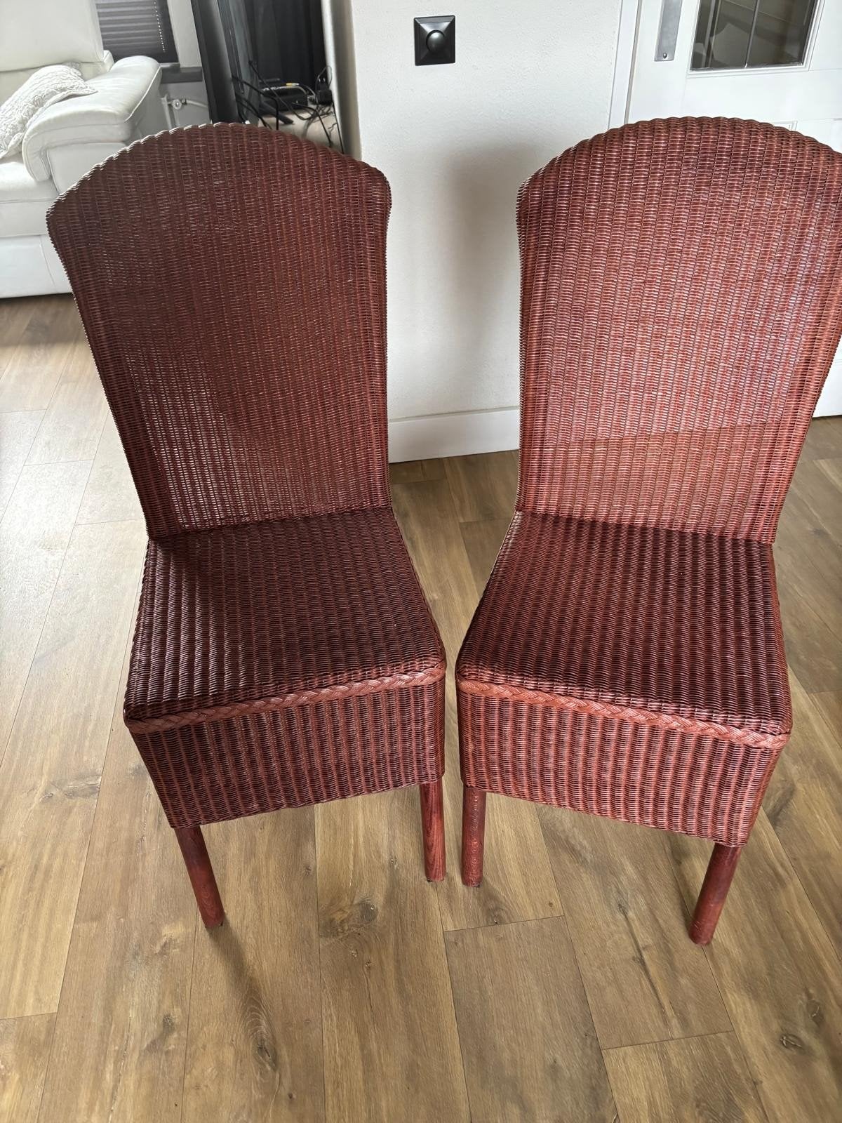 6 mooie echte LOOM stoelen, rood/bruin, zo goed als nieuw, Ophalen, Overige kleuren, Riet of Rotan, Zo goed als nieuw