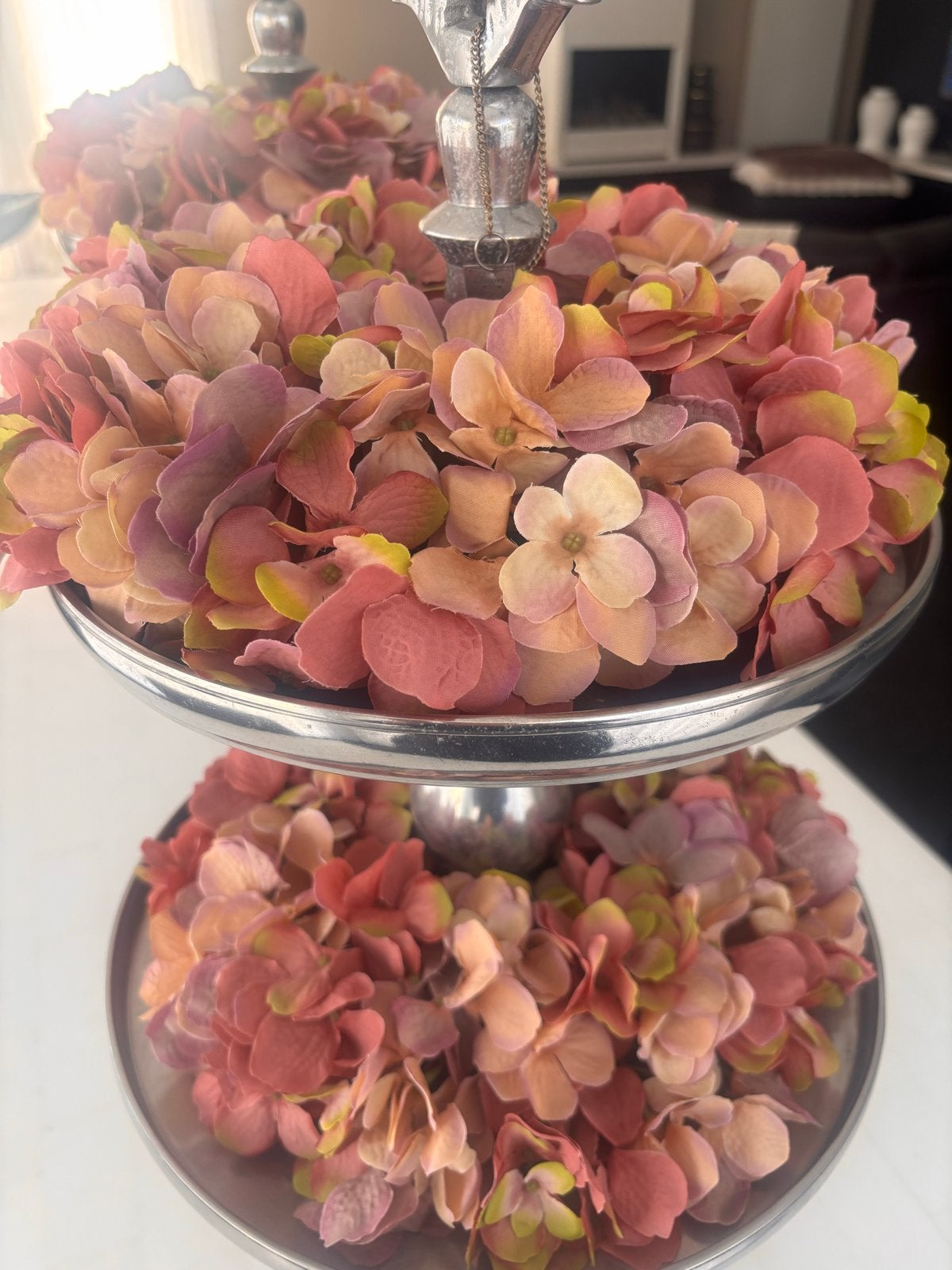 4x Zijdebloem Hortensia krans  - Kunstbloem, Ophalen, Binnen, Kunstbloem, Zijde