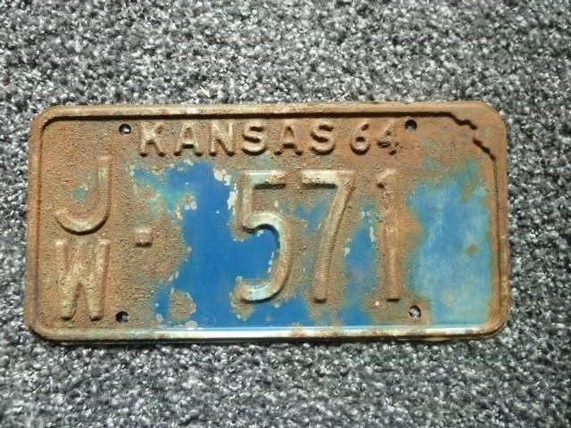 Kentekenplaat licenseplate Kansas 64 USA, Verzenden, Gebruikt, Auto's