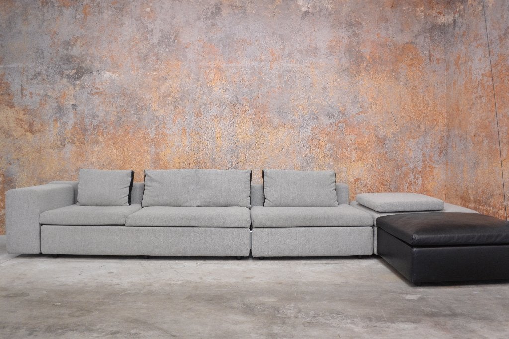 IZGStaat grijze stoffen Moroso Springfield design "hoekbank", Moroso, Hoekbank, 300 cm of meer, Ophalen of Verzenden