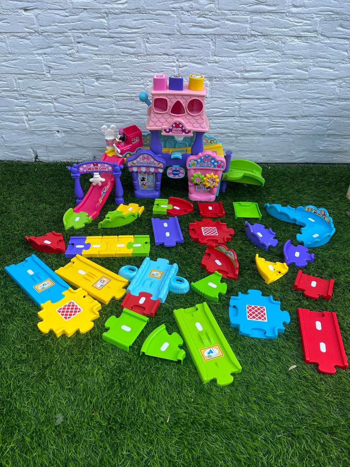 VTech ToetToet Minnie Mouse IJskraam met Wagentje en Wegdek, Ophalen, Gebruikt, Overige typen, Met wieltjes
