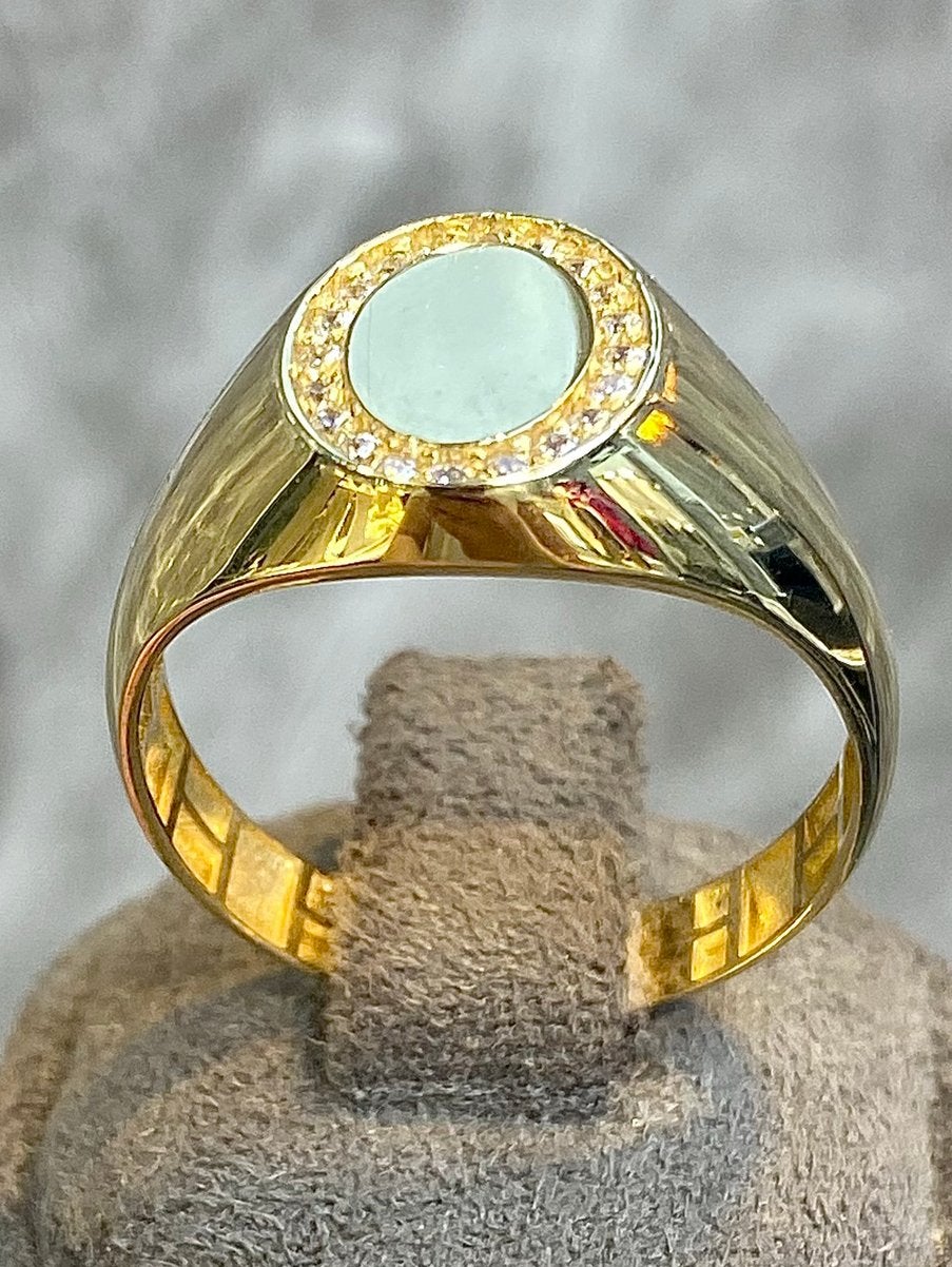 14k Gouden Ronde Zegelring, 20 of groter, Nieuw, Ophalen of Verzenden, Dame of Heer
