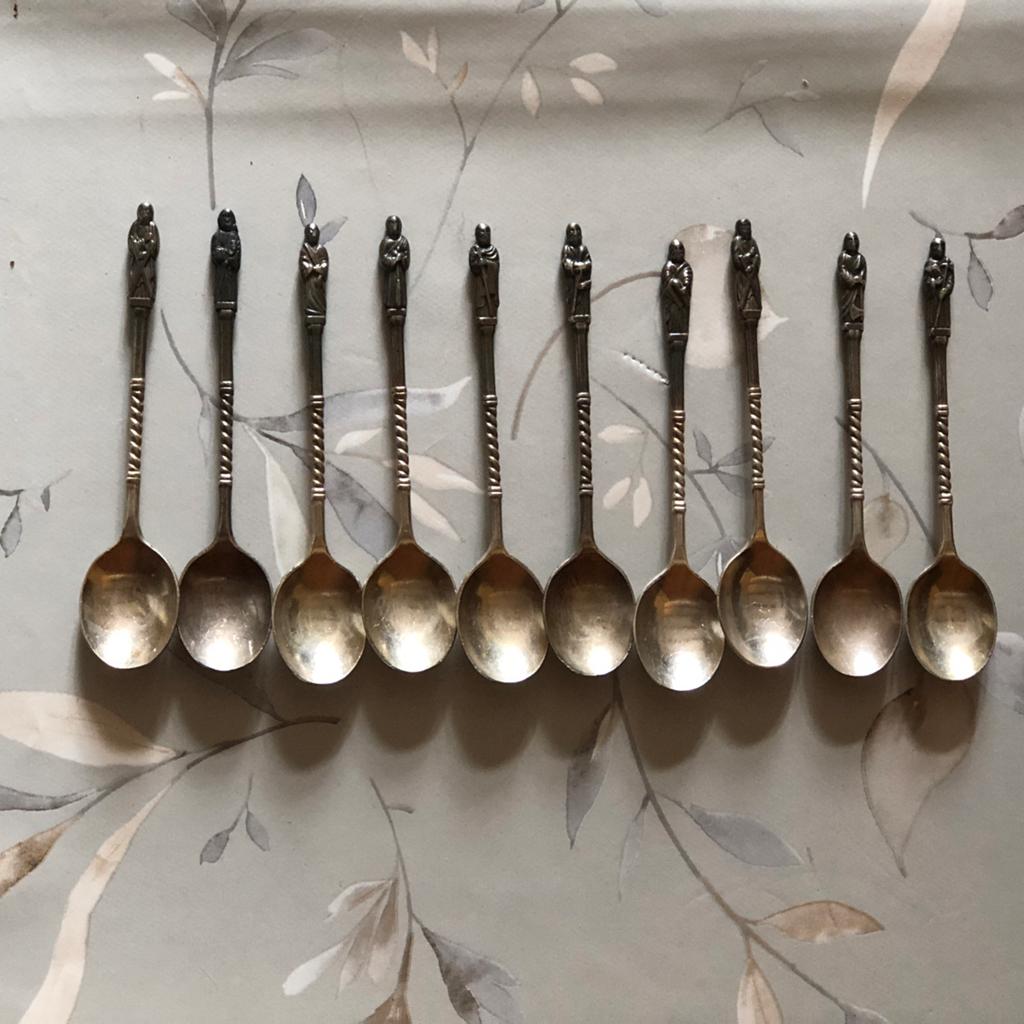 Set van 10 Apostellepeltjes - Zilverkleurig, Antiek en Kunst, Antiek | Bestek, Ophalen of Verzenden