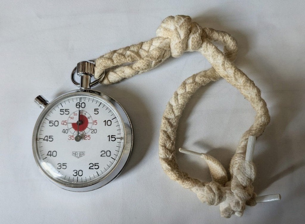 Heuer stopwatch (mechanisch), Zakhorloge, Staal, 1960 of later, Ophalen