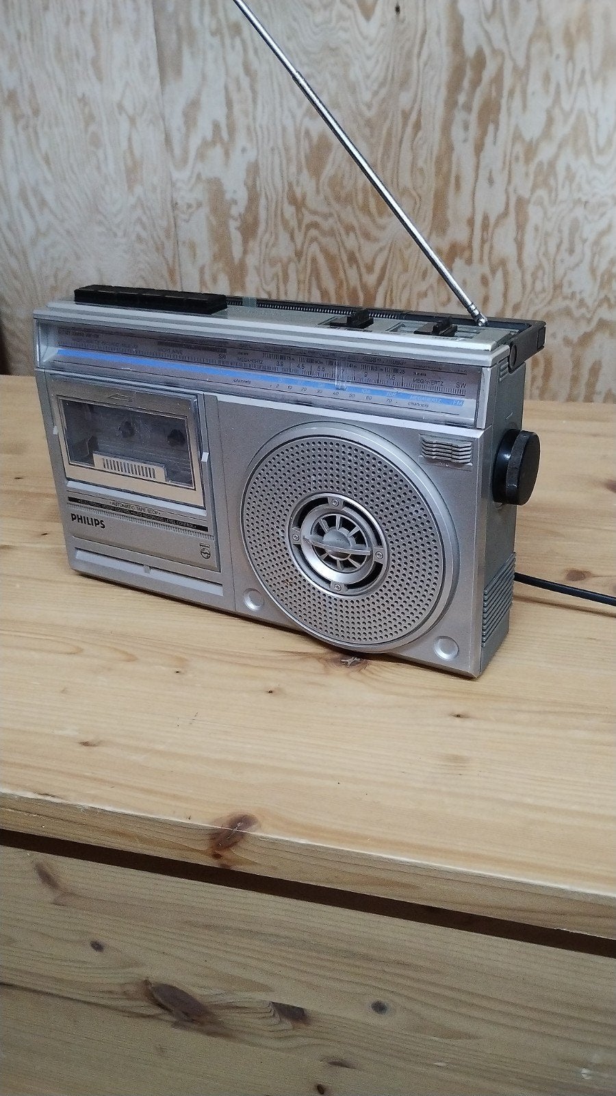 Vintage Philips D7120 draagbare stereo radio cassette speler, Ophalen of Verzenden, Gebruikt, Radio