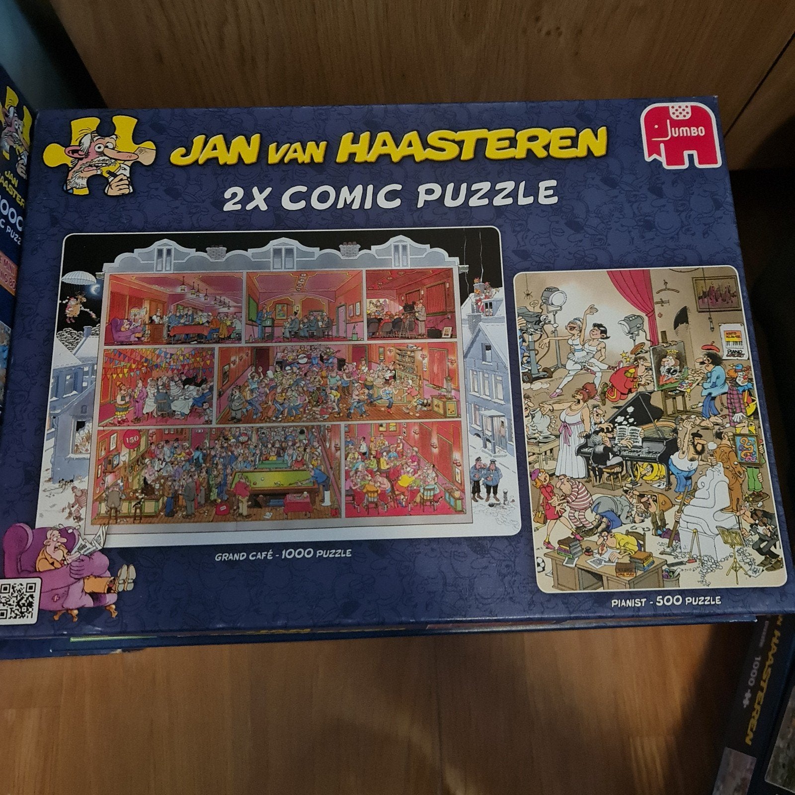 Jan van Haasteren 2x Comic Puzzel - Grand Café & Pianist, Ophalen of Verzenden, 500 t/m 1500 stukjes, Zo goed als nieuw, Legpuzzel