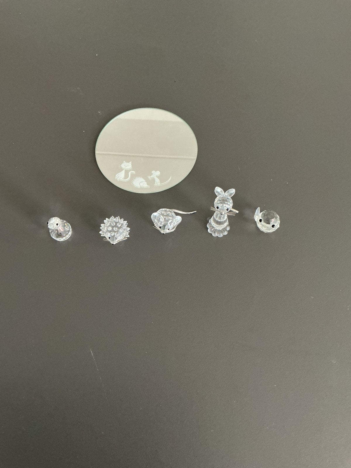 Swarovski kristallen dierenbeeldjes met spiegel, Verzamelen, Swarovski, Ophalen of Verzenden, Zo goed als nieuw, Figuurtje