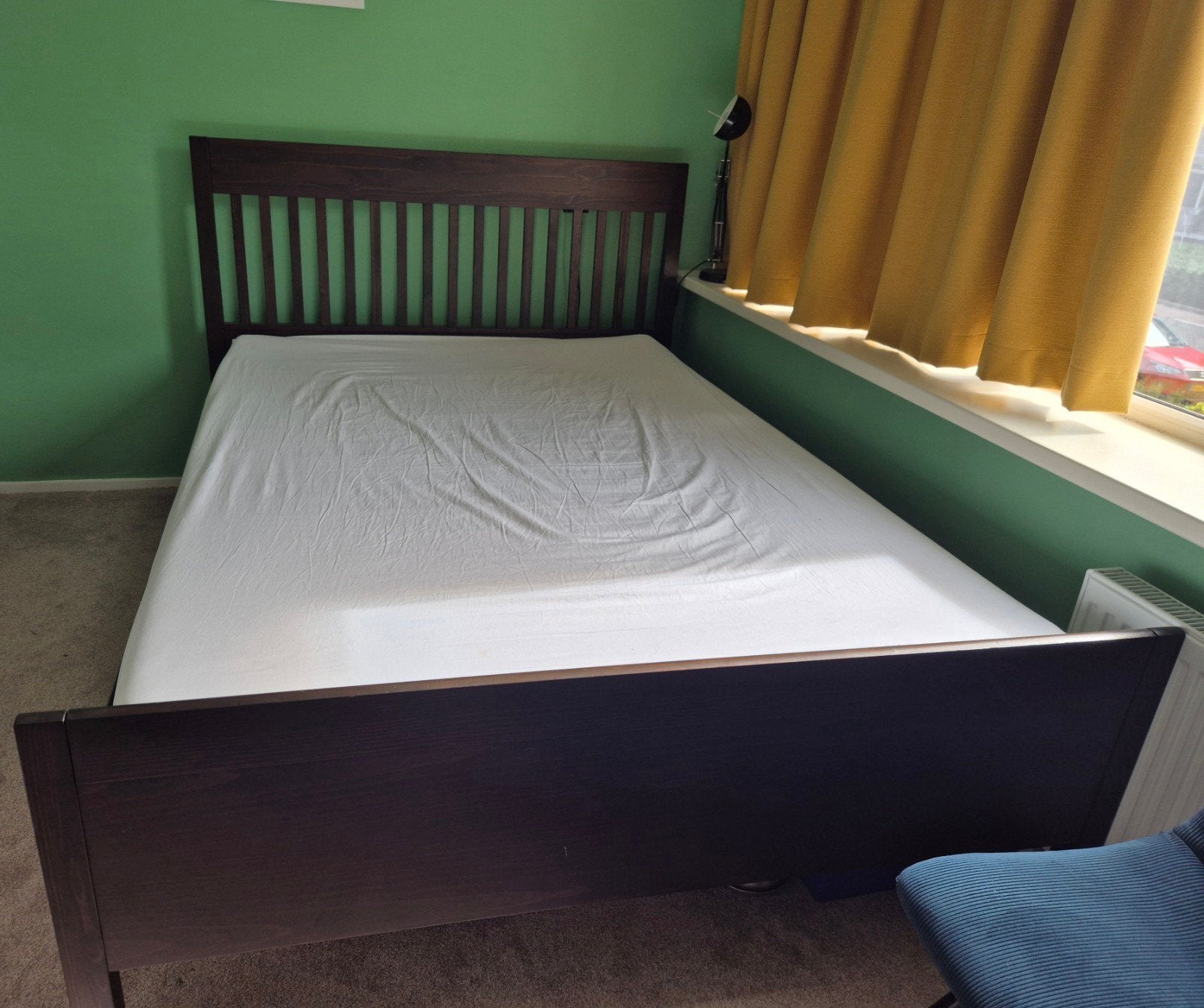 Ikea IDANÄS tweepersoonsbed, Huis en Inrichting, Slaapkamer | Bedden, Ophalen, Gebruikt, Bruin, Klassiek
