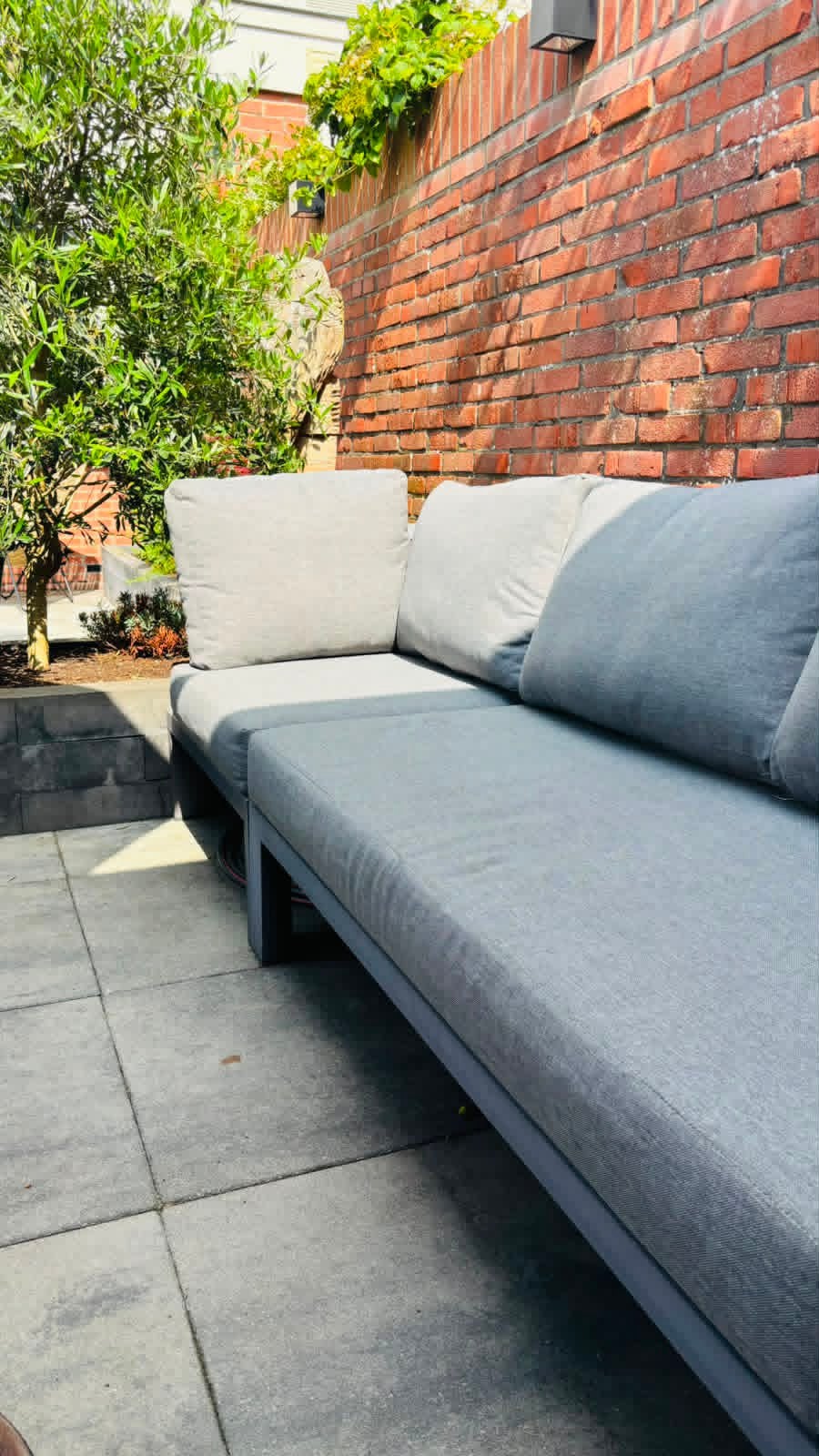 Te koop: ruime L-vormige  loungeset, Ophalen, 5 zitplaatsen, Gebruikt, Aluminium