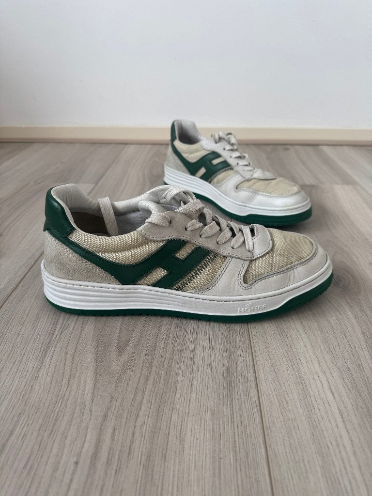 Hogan H630 herensneakers groen wit leer maat 42, Kleding | Heren, Schoenen, Ophalen of Verzenden, Wit, Hogan, Sneakers of Gympen