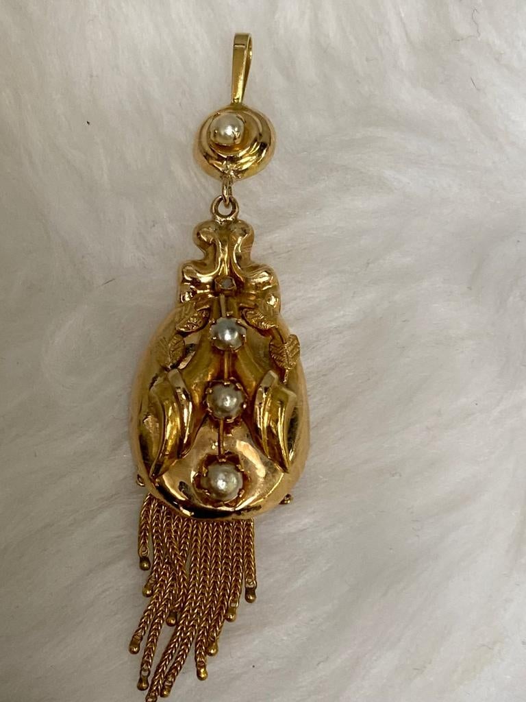 Geel gouden victoriaanse hanger, Verzenden, Goud, Hanger