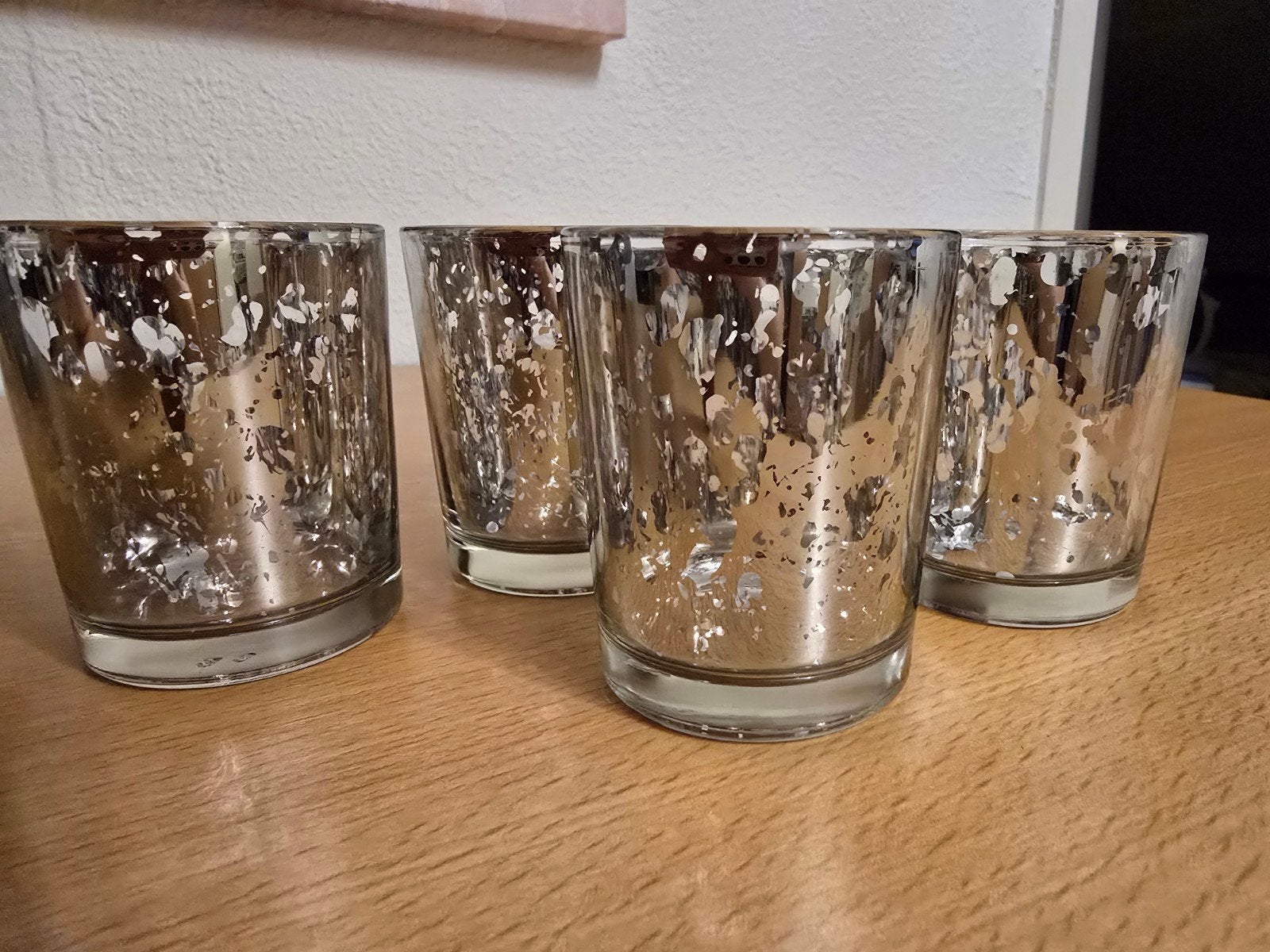 4 NIEUWE mercury glass waxinelichthouders / amuseglazen, Ophalen of Verzenden