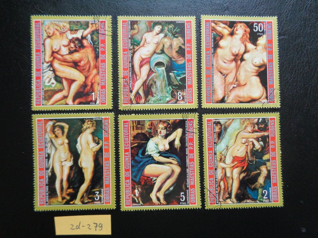guinea ecuatorial - schilderijen van rubens 1972 (zd-279), Postzegels en Munten, Ophalen of Verzenden, Overige landen, Gestempeld