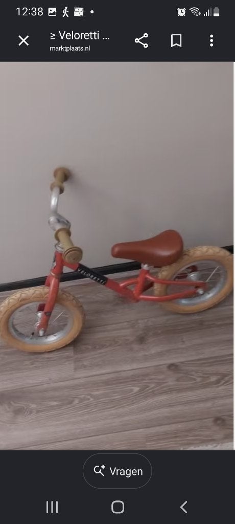 Veloretti loopfiets koraal/bruine kleur, Ophalen, Gebruikt, Minder dan 16 inch, Veloretti