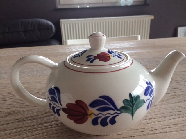 Boerenbont theepot met rechaud, Ophalen of Verzenden
