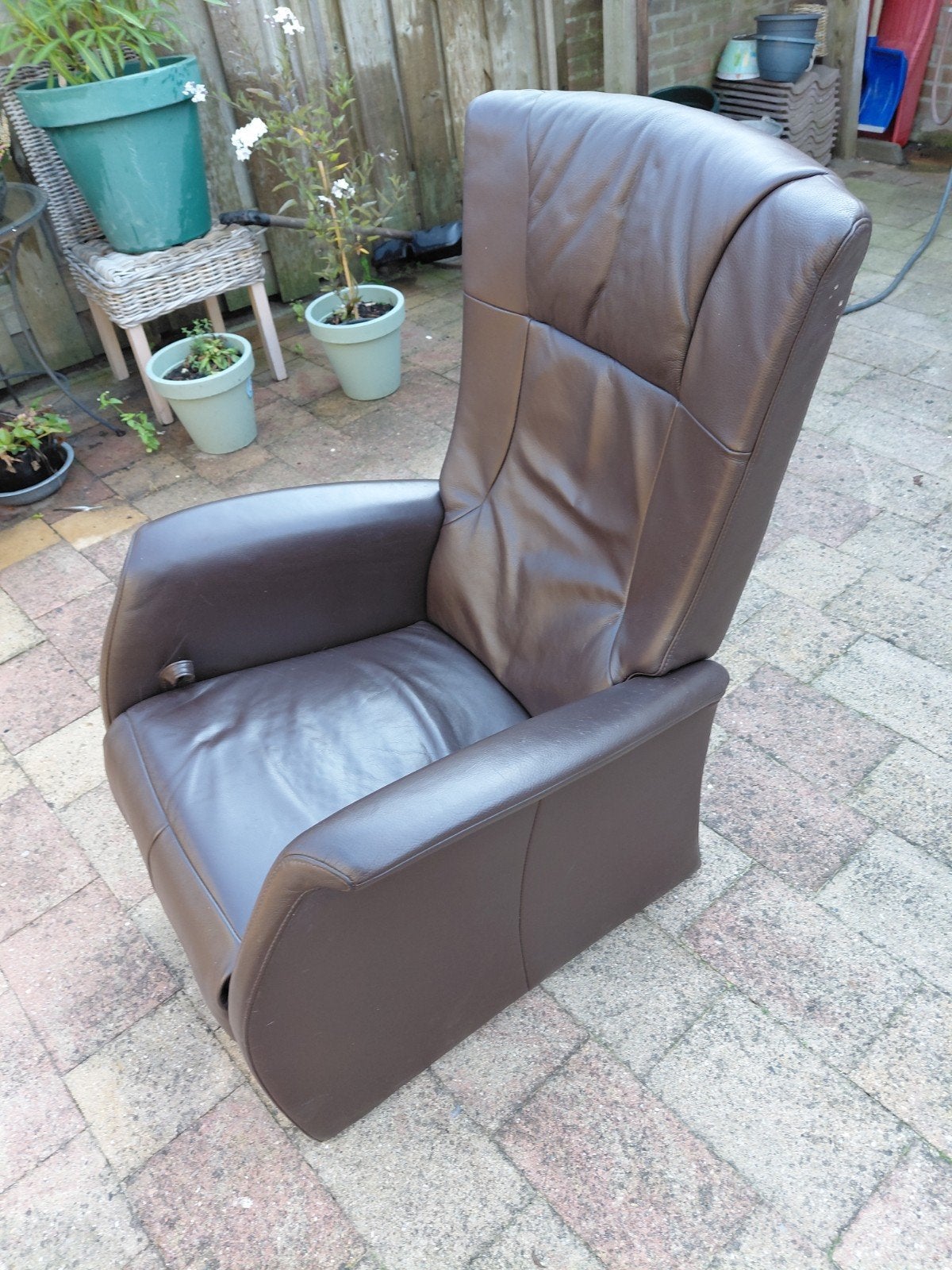 relax fauteuil, bruin leder 50 euro