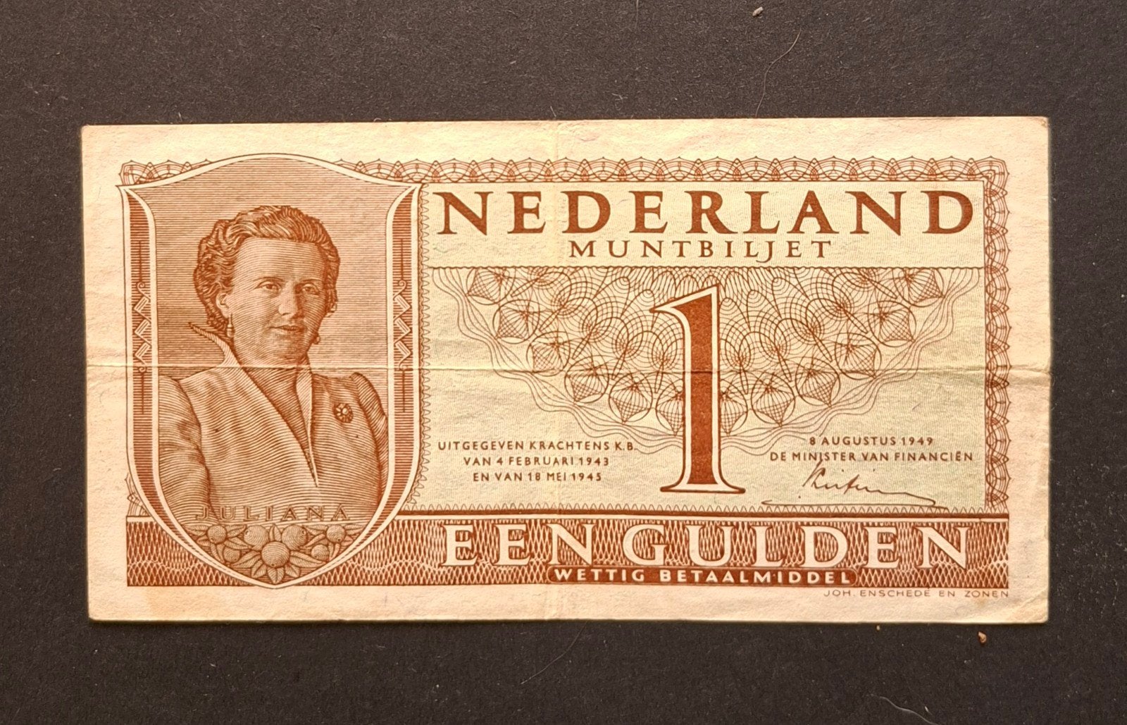 Nederlands Muntbiljet 1 Gulden 1949 Juliana, Postzegels en Munten, Bankbiljetten | Nederland, Ophalen of Verzenden