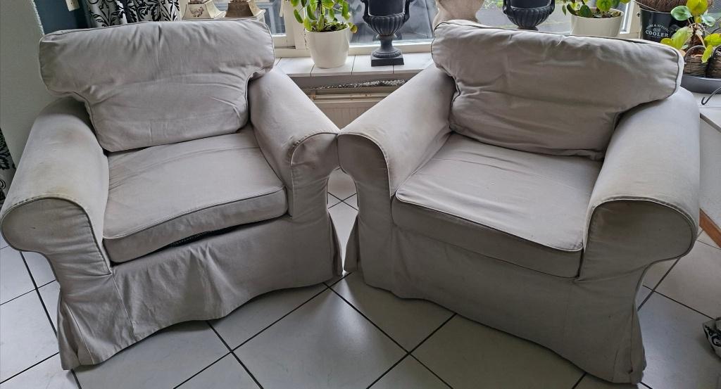 Gratis 2 Ikea Ektorp Fauteuils Beige hoes, Huis en Inrichting, Ophalen, Gebruikt, 75 tot 100 cm, 75 tot 100 cm