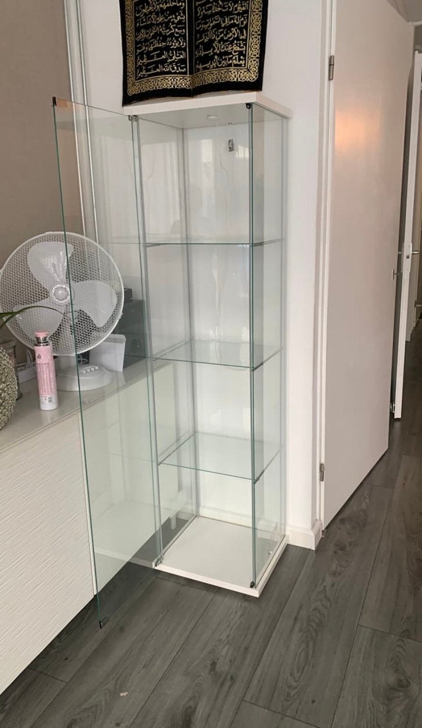 Glazen kast met verlichting - 160x40 cm, Ophalen, Met plank(en), Minder dan 50 cm, Gebruikt