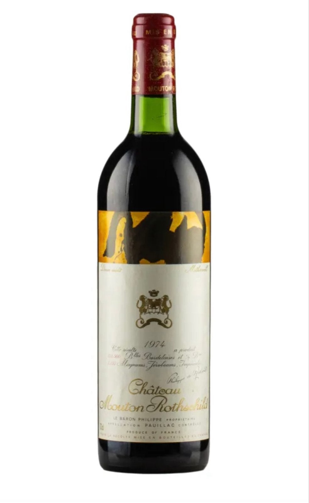 Château Mouton Rothschild 1974 Rode Wijn, Ophalen of Verzenden, Rode wijn, Vol
