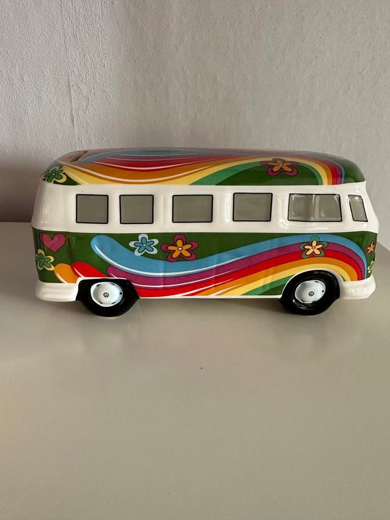 Spaarpot Volkswagen Hippie Bus - Retro Busje, Verzamelen, Spaarpotten, Zo goed als nieuw, Vervoermiddel, Steen, Aardewerk of Keramiek