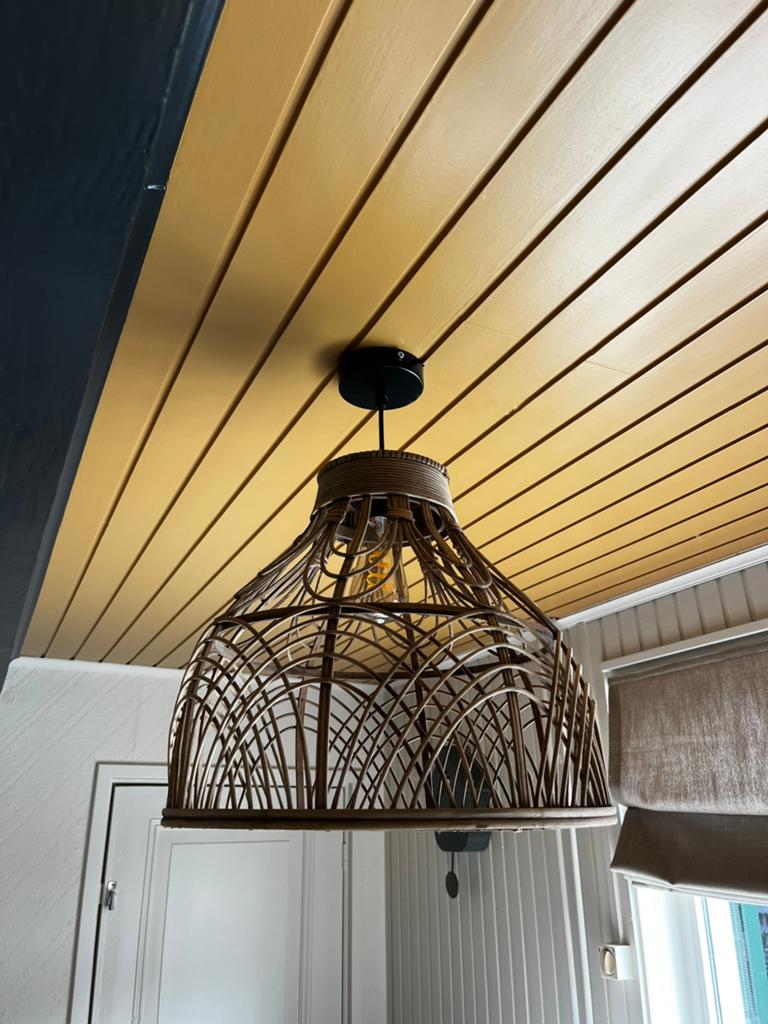 Rotan boho hanglamp, Ophalen, Zo goed als nieuw, 50 tot 75 cm