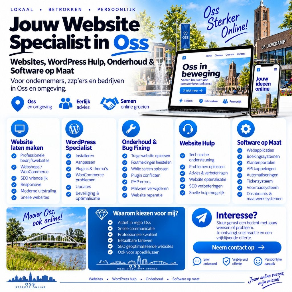 Website Laten Maken & WordPress Hulp Oss, Vanaf 3 jaar, Geschikt als bijbaan, Freelance of Uitzendbasis, 33 - 40 uur