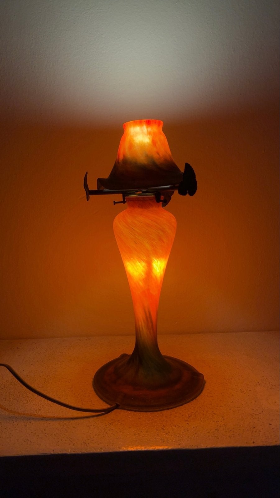 Art Deco Stijl Paddenstoellamp - Dubbele Verlichting, Antiek en Kunst, Ophalen of Verzenden