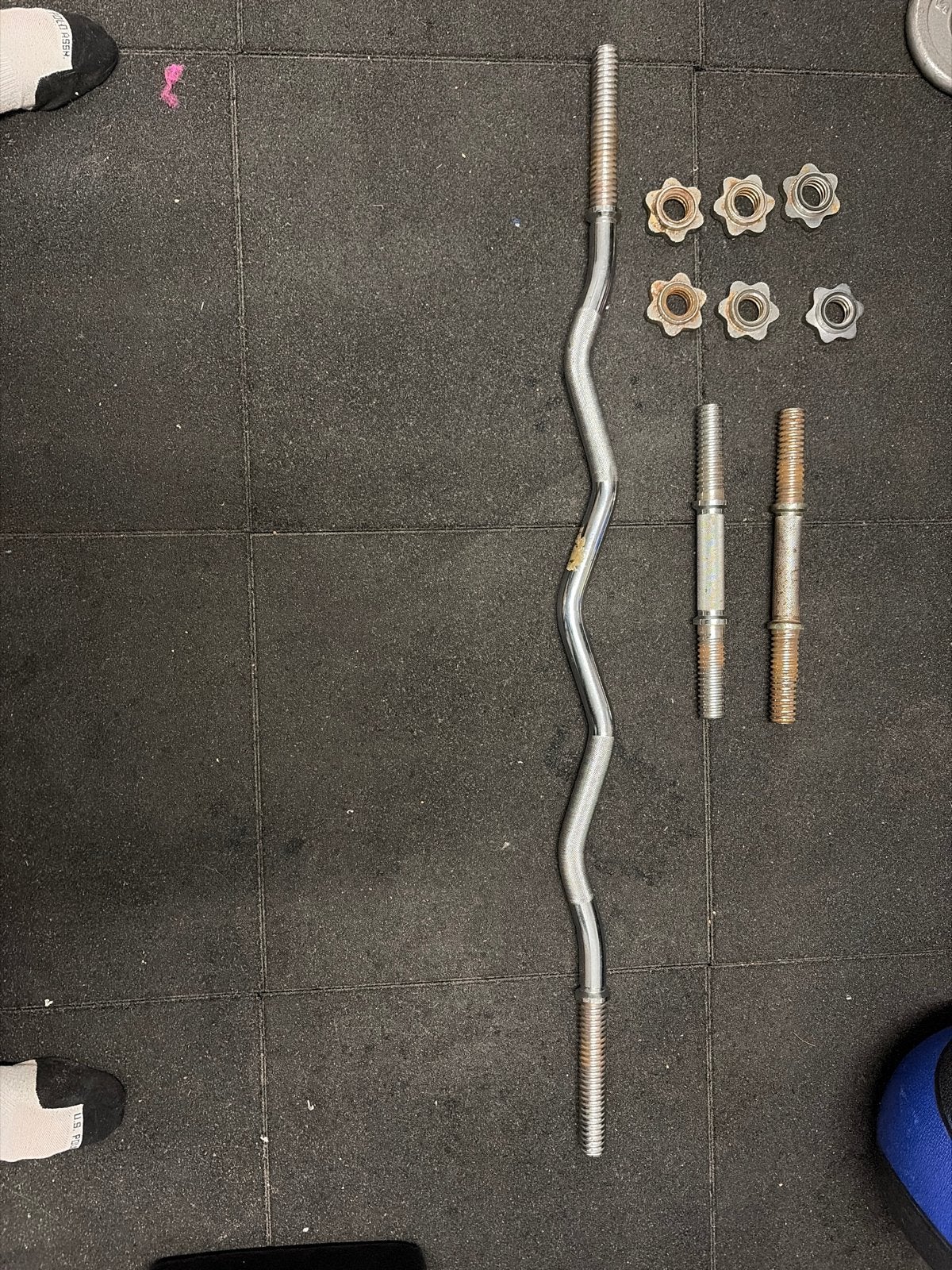 Halterset met curlstang en halterschijven, Ophalen, Gebruikt, Armen, Halterset