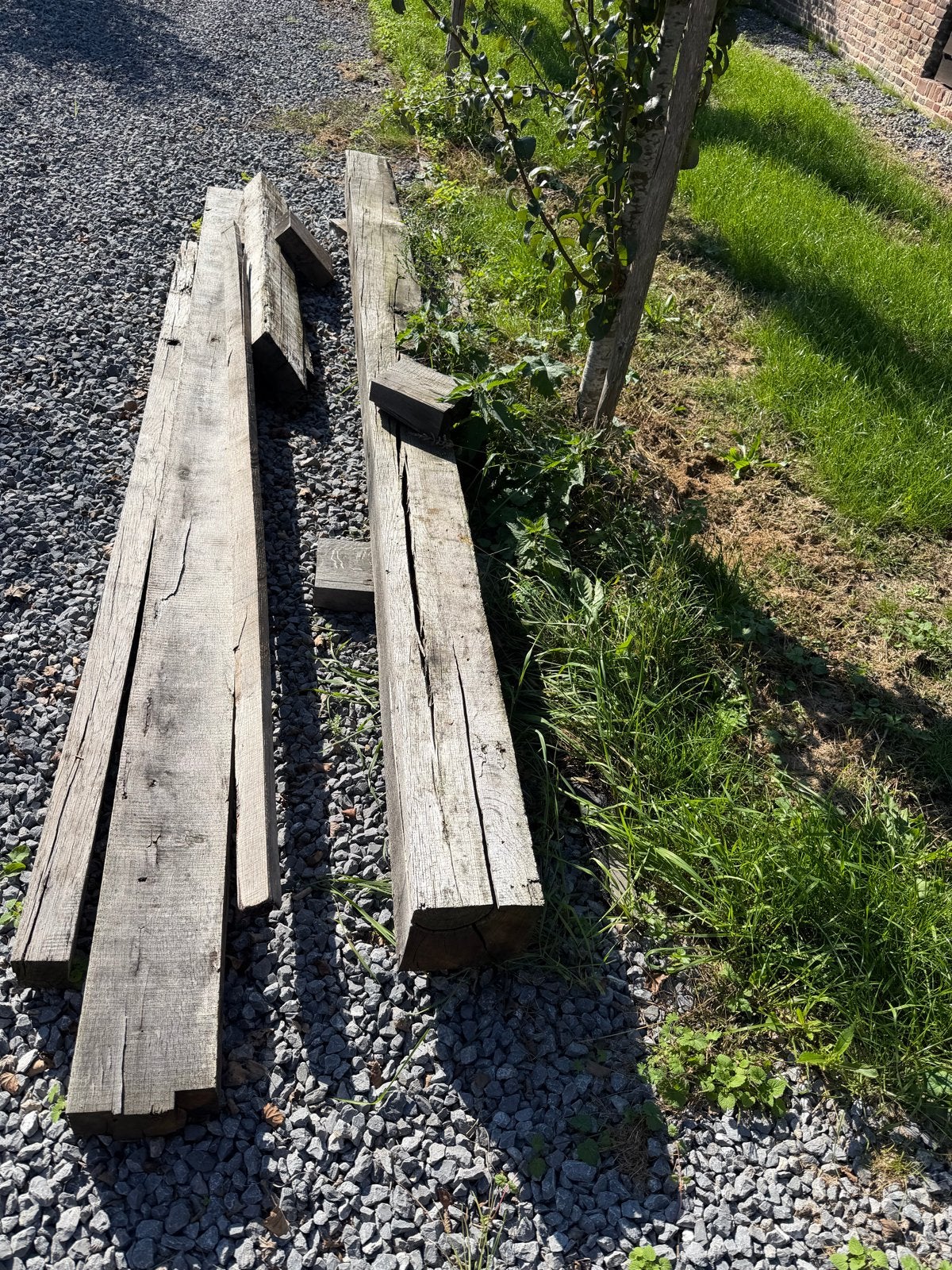Oude eiken balk uit boerderij, Ophalen, Gebruikt, Eiken, Balk