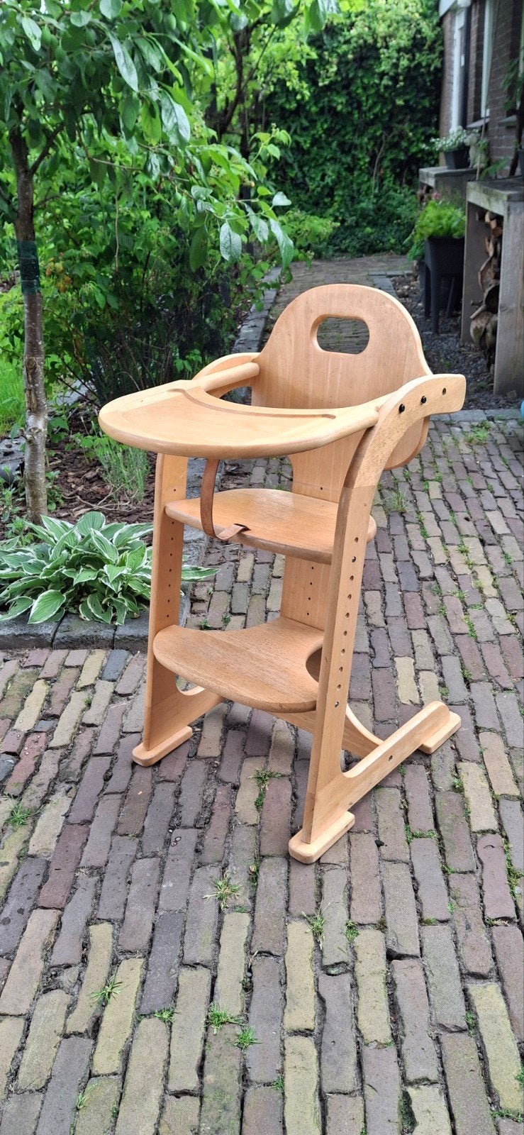 Tiamo Wood Collection meegroeistoel met Jollein kussen, Ophalen of Verzenden, Gebruikt, Meegroeistoel, Afneembaar eetblad