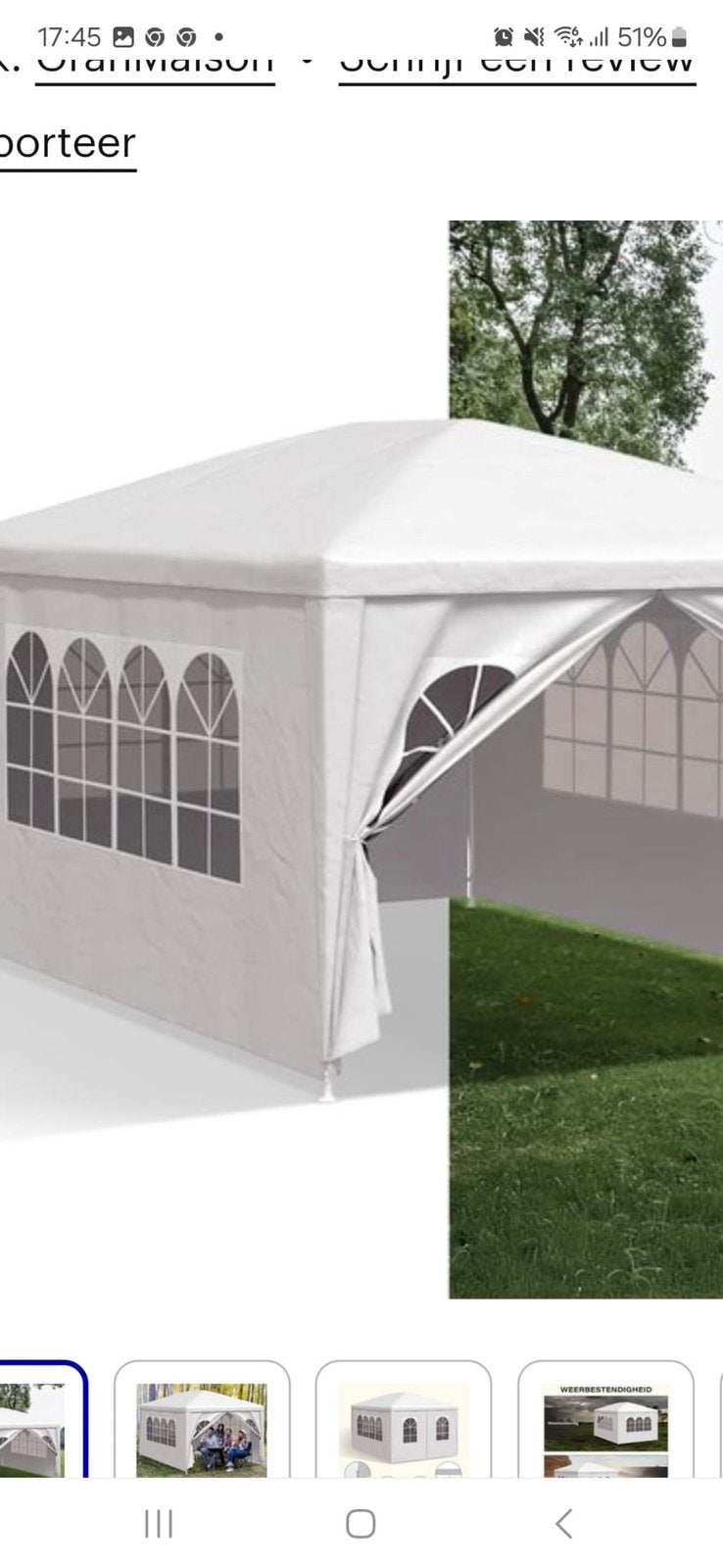 Zo goed als nieuwe witte partytent – slechts 1 keer gebruikt, Tuin en Terras, Partytenten, Ophalen, Zo goed als nieuw, Minder dan 5 meter
