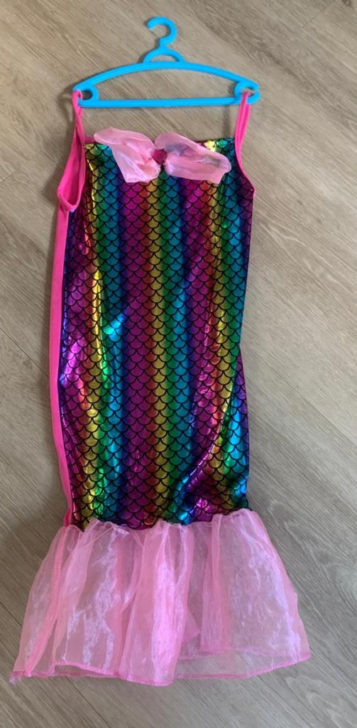 Zeemeermin jurk regenboog 5-7 jaar, Ophalen, Gebruikt, 110 t/m 116, Meisje