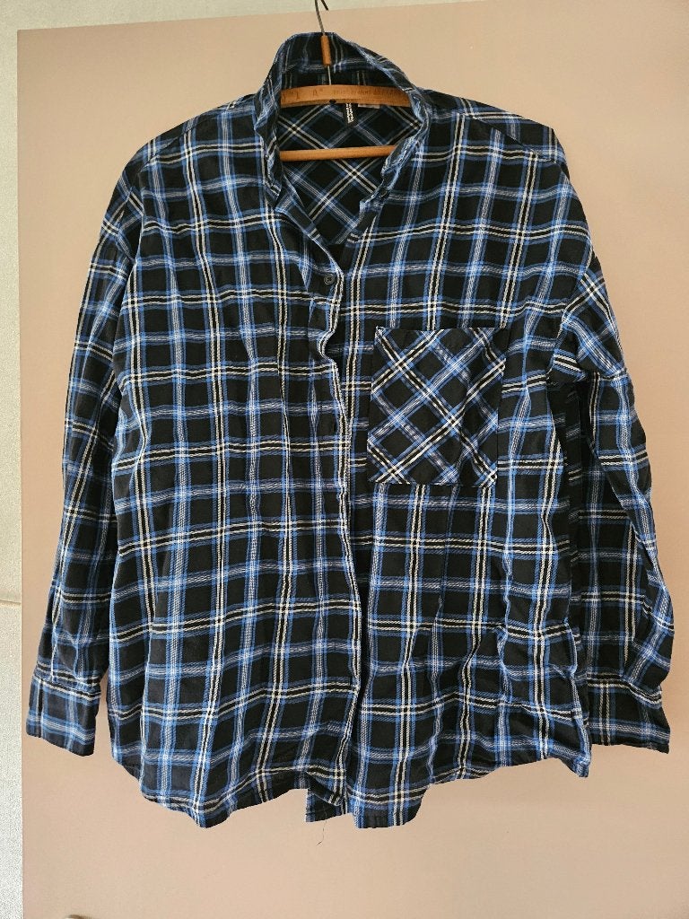 Geruite blouse mt xs, H&M, Blauw, Ophalen of Verzenden, Zo goed als nieuw