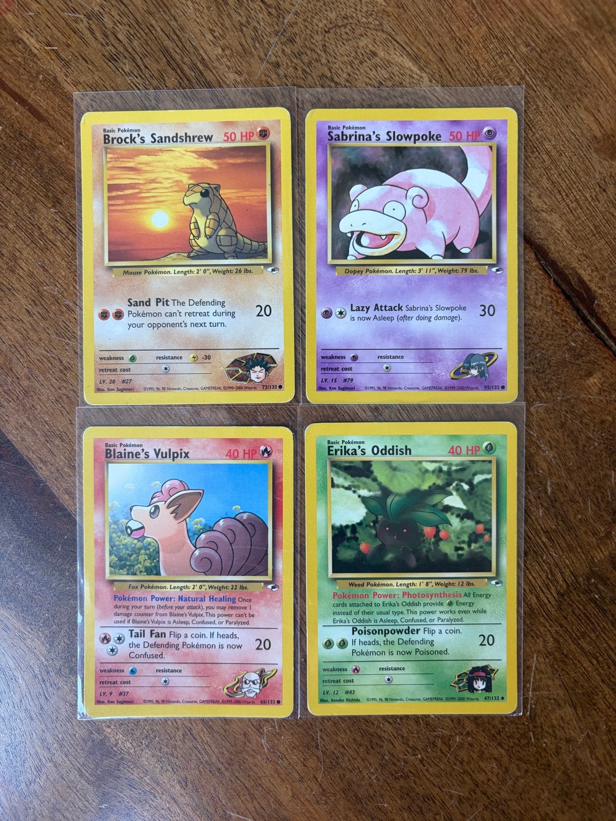 Lotje Gym Heroes Pokémon kaarten 1995 (4 stuks), Ophalen of Verzenden, Gebruikt, Meerdere kaarten