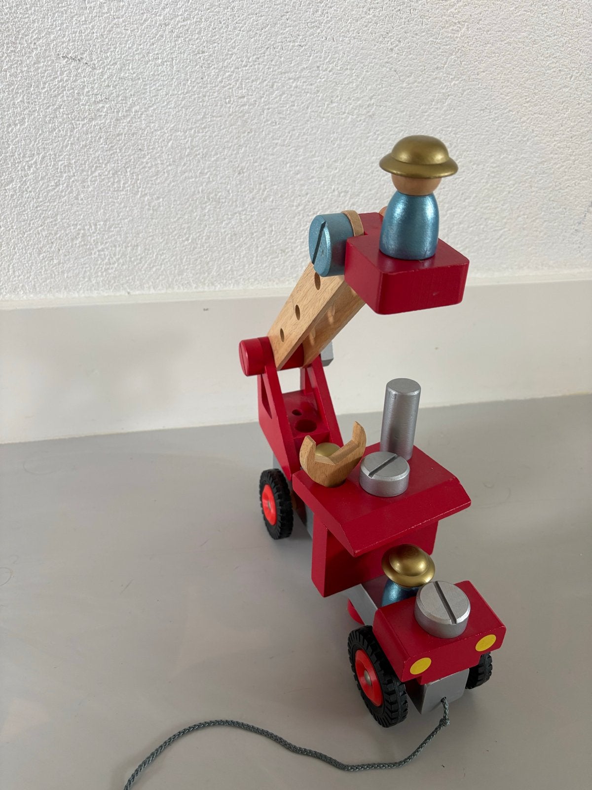 Janod Houten Kraanwagen met Poppetjes, Kinderen en Baby's, Ophalen, Gebruikt, Duw- of Trekspeelgoed