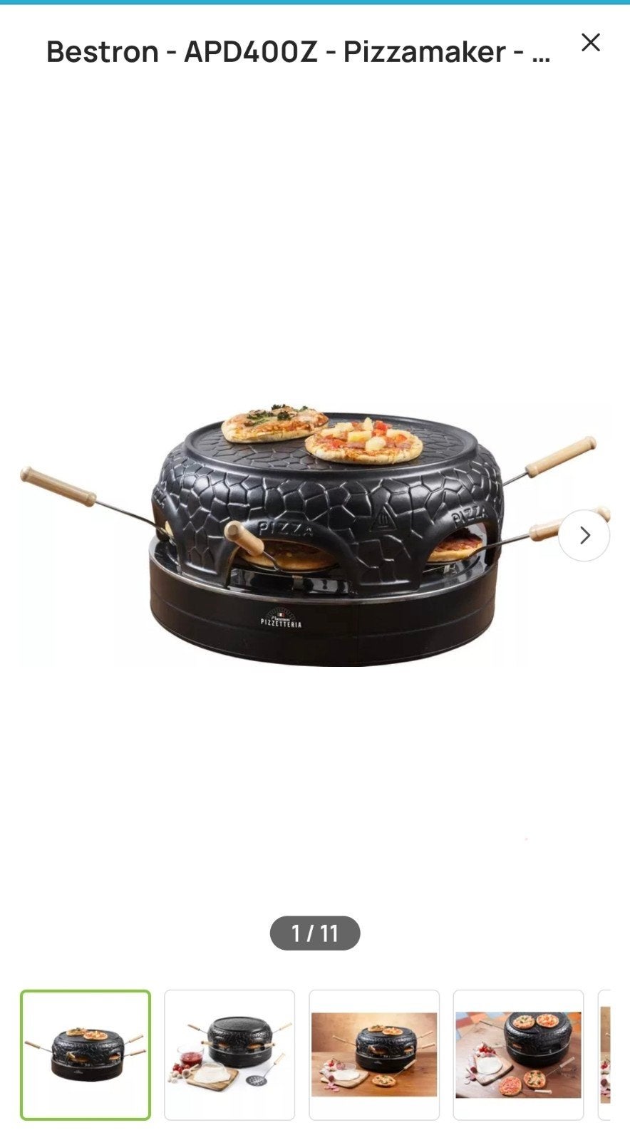 Bestron Pizzamaker APD400Z - 4 persoons pizzarette, Ophalen of Verzenden, Zo goed als nieuw, Overige merken, Pizzaoven