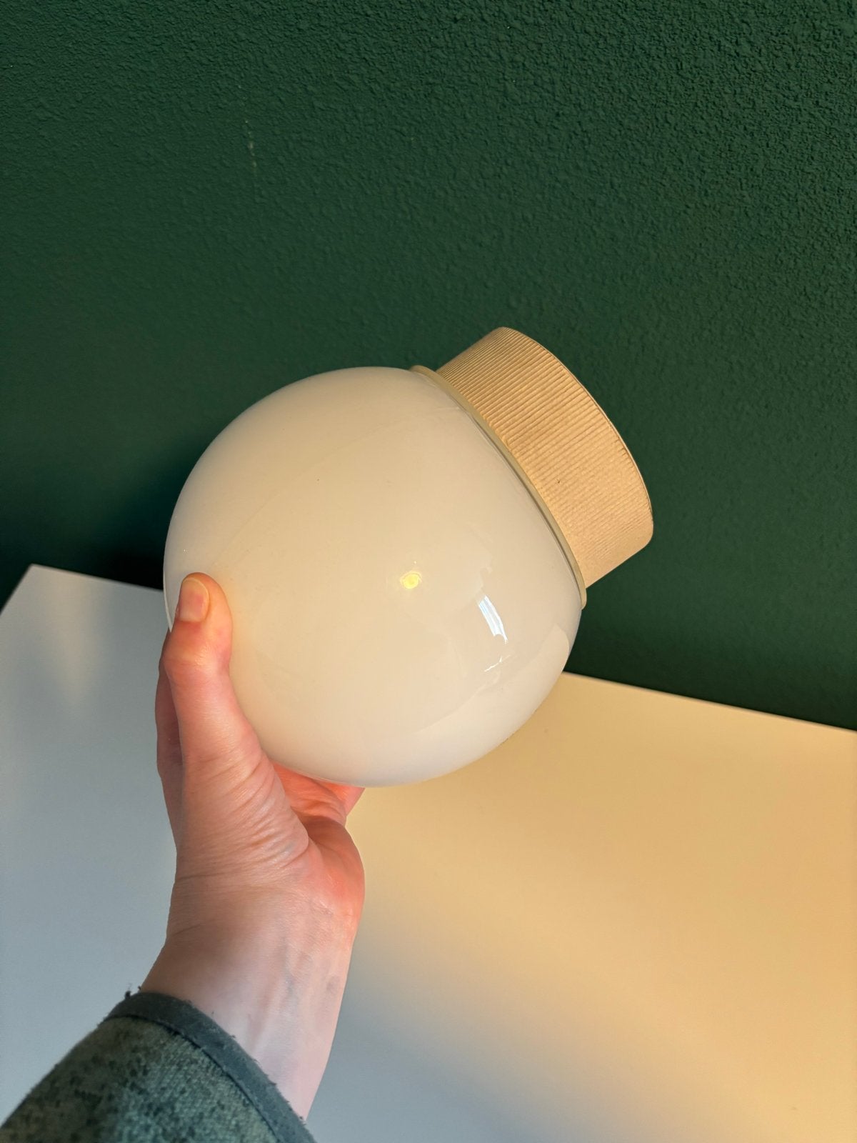 Wandlamp met keramieken voet en glazen bol, Ophalen, Zo goed als nieuw, Glas