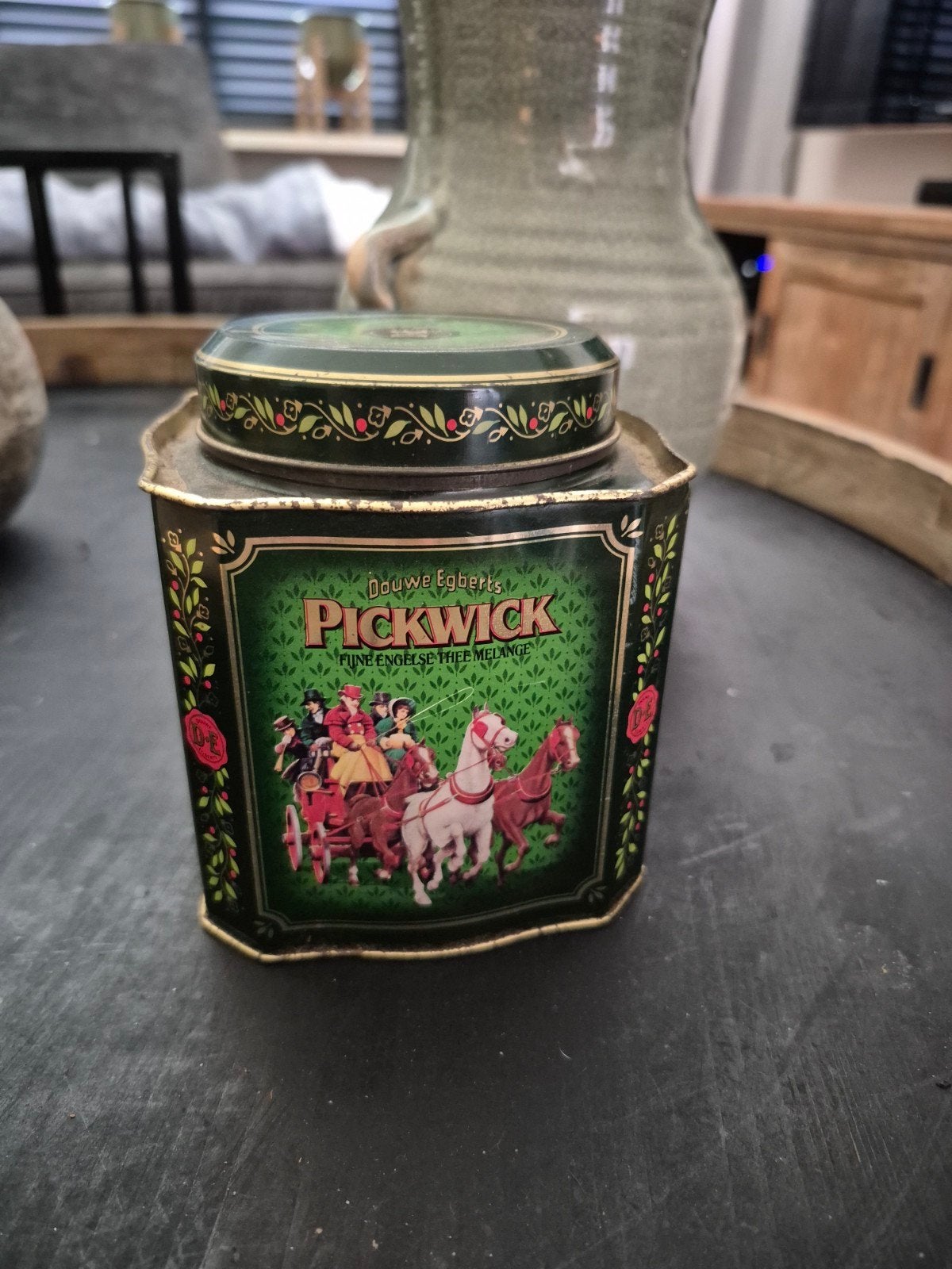 Vintage Douwe Egberts Pickwick theeblik, Ophalen of Verzenden