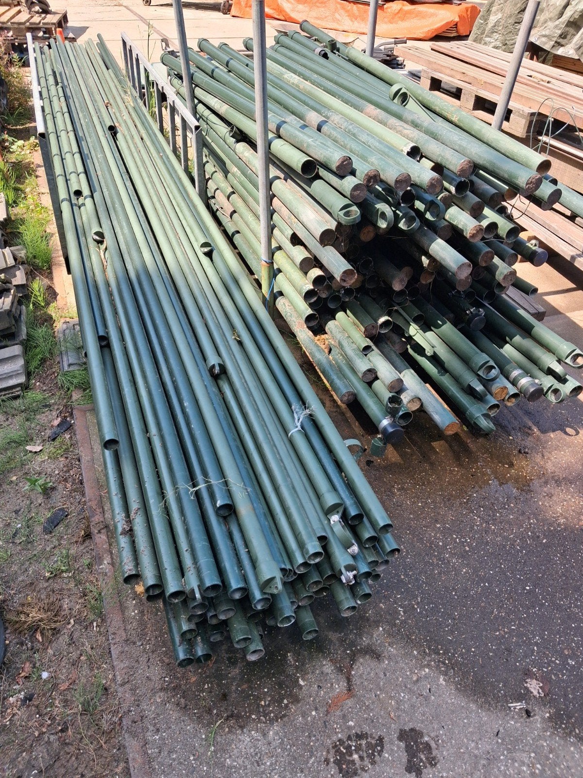 Afrastering staanders en liggers ruim 300m1, Tuin en Terras, Ophalen of Verzenden, IJzer