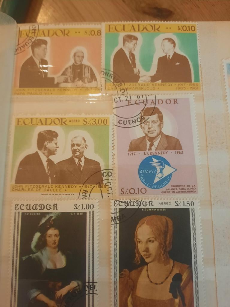 Ecuador Postzegels met Kennedy en Rubens, Ophalen of Verzenden, Gestempeld