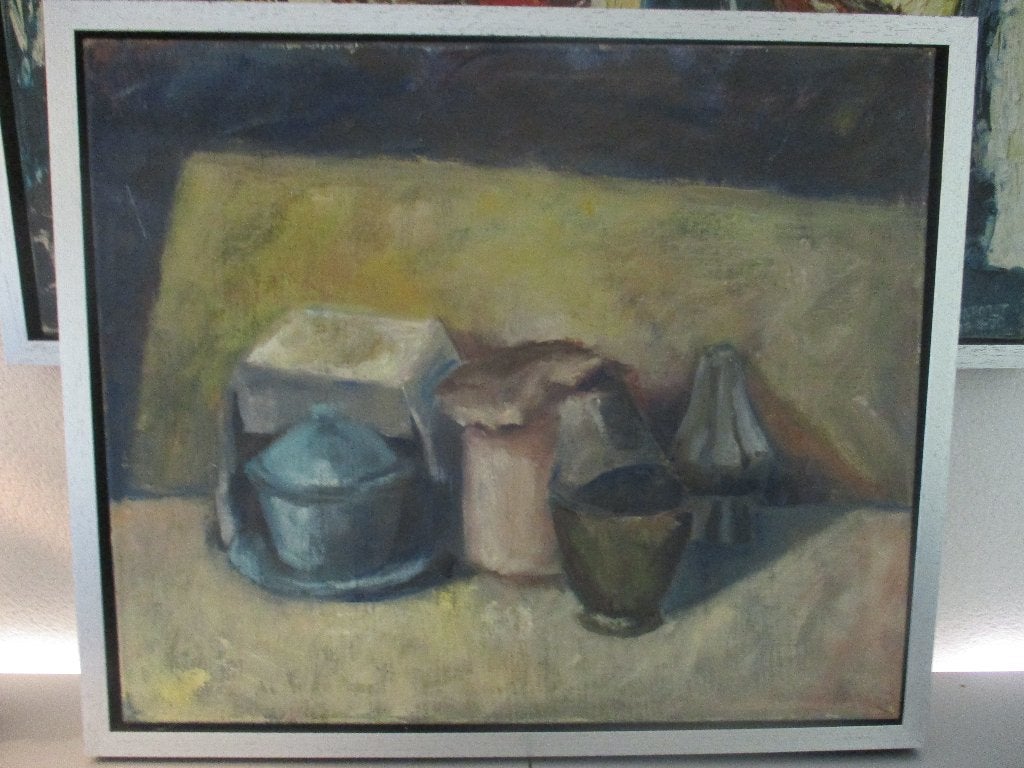 Stilleven schilderij olieverf op linnendoek incl.baklijst, Antiek en Kunst, Ophalen, Stilleven, Handgeschilderd, Olieverf