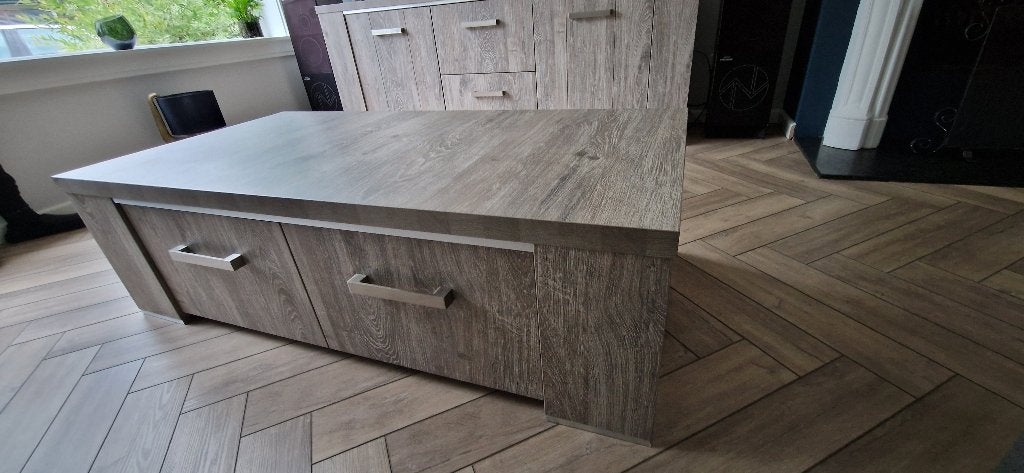 Salontafel Pronto Francisco 135 * 67 cm - eiken grey, Ophalen, Gebruikt, 100 tot 150 cm, 50 tot 100 cm